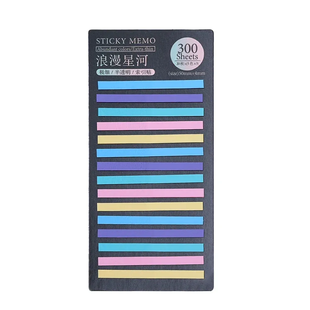 300Sheets Color Stickers Transparent Fluorescent Index Tabs Flags Sticky Note Posted It Stationery School Office Supplies