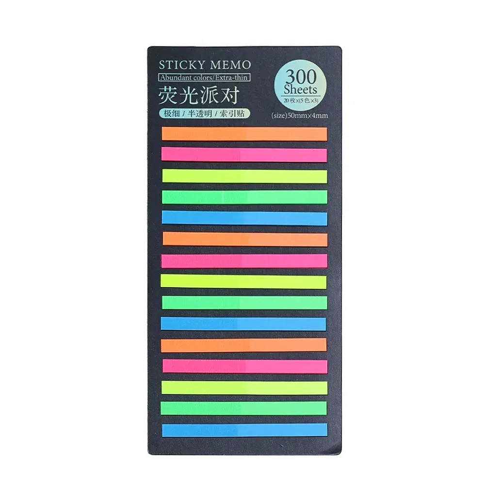 300Sheets Color Stickers Transparent Fluorescent Index Tabs Flags Sticky Note Posted It Stationery School Office Supplies