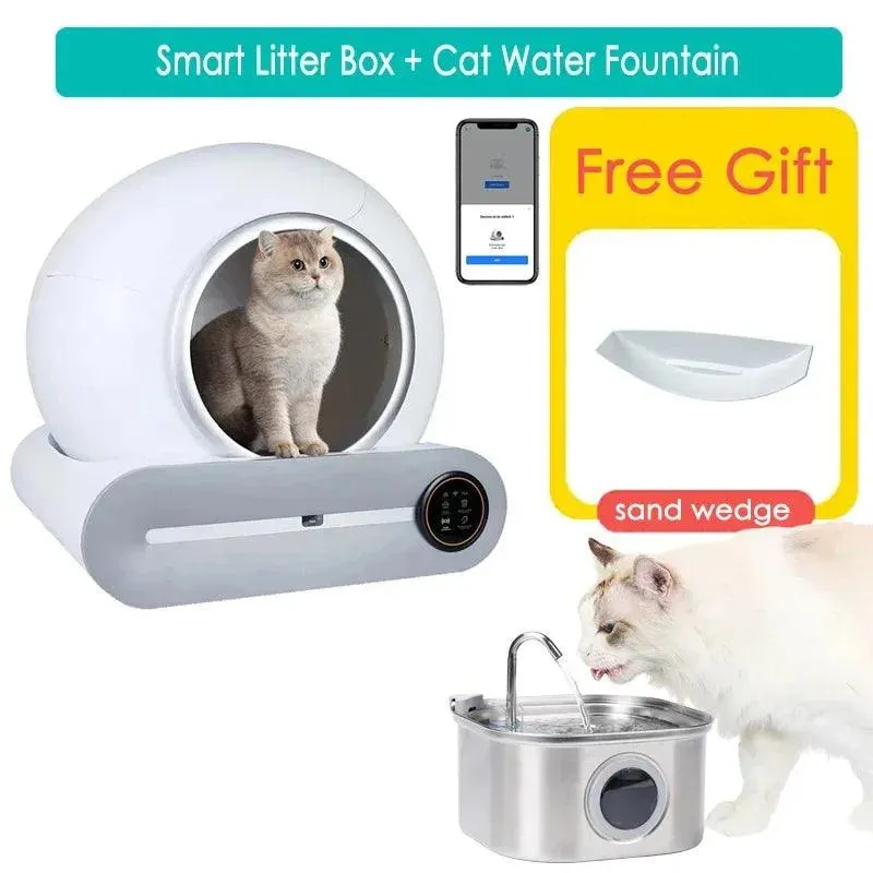 65L Smart Cat Litter Box Self-Cleaning Pet Toilet