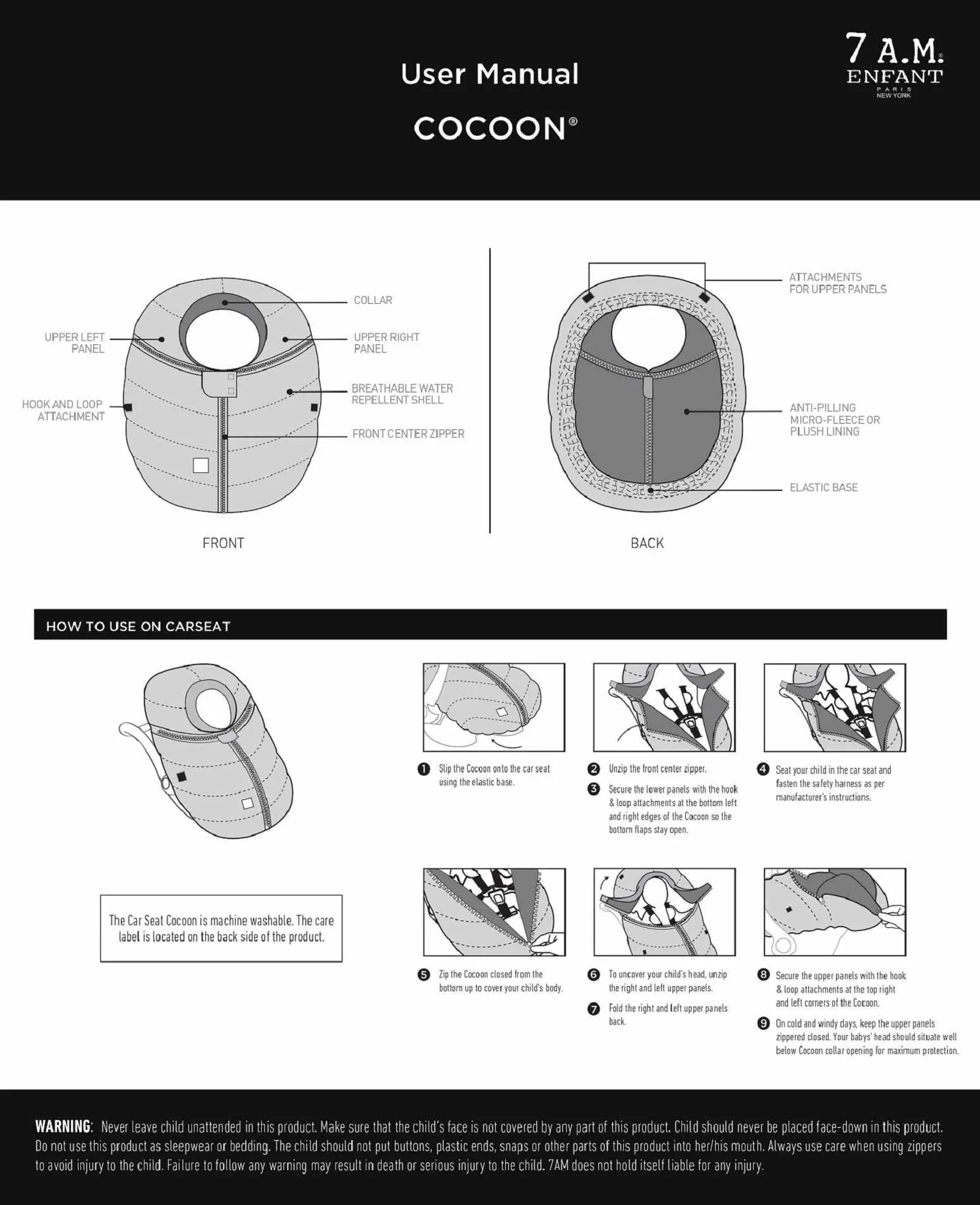 7AM Cocoon Infant Car Seat Cover - Metallic Grey