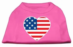American Flag Heart Screen Print Shirt Bright Pink Sm (10)