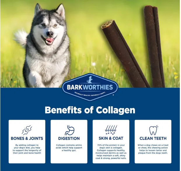 Barkworthies 12 Inch Collagen Grain Free Beef Stick For Dogs