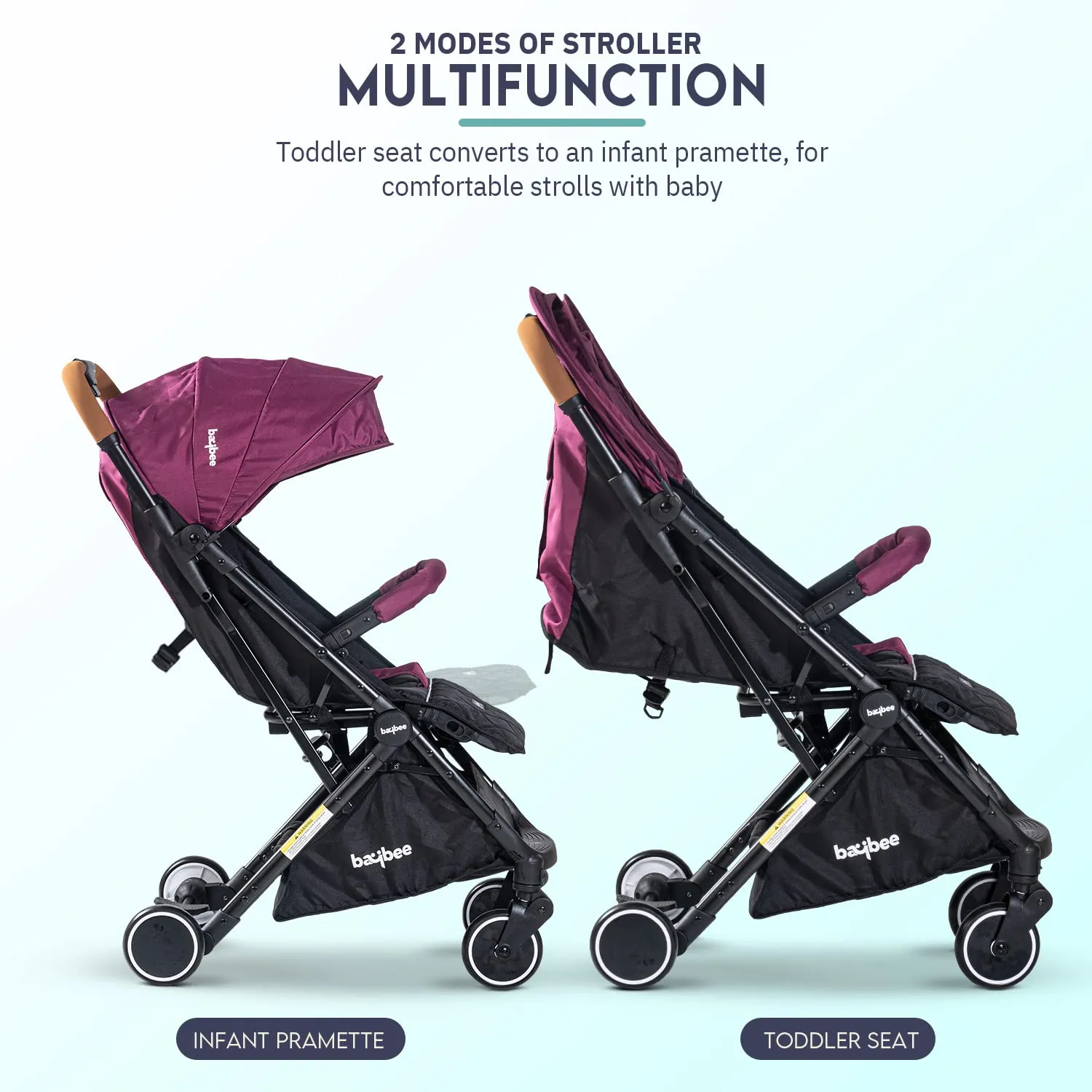 BAYBEE Foldable Baby Stroller Pram For Baby Boy Girl 0 To 3 Years With Metal Frame, 3-Position & Bassinet, Canopy, Parent Handle, 5 Point Safety Belt
