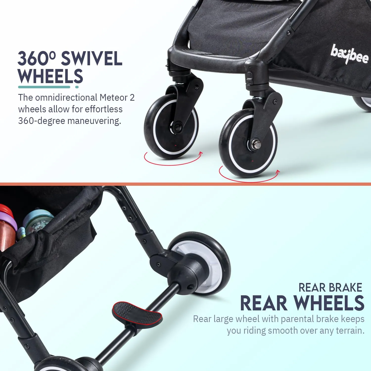 BAYBEE Foldable Baby Stroller Pram For Baby Boy Girl 0 To 3 Years With Metal Frame, 3-Position & Bassinet, Canopy, Parent Handle, 5 Point Safety Belt