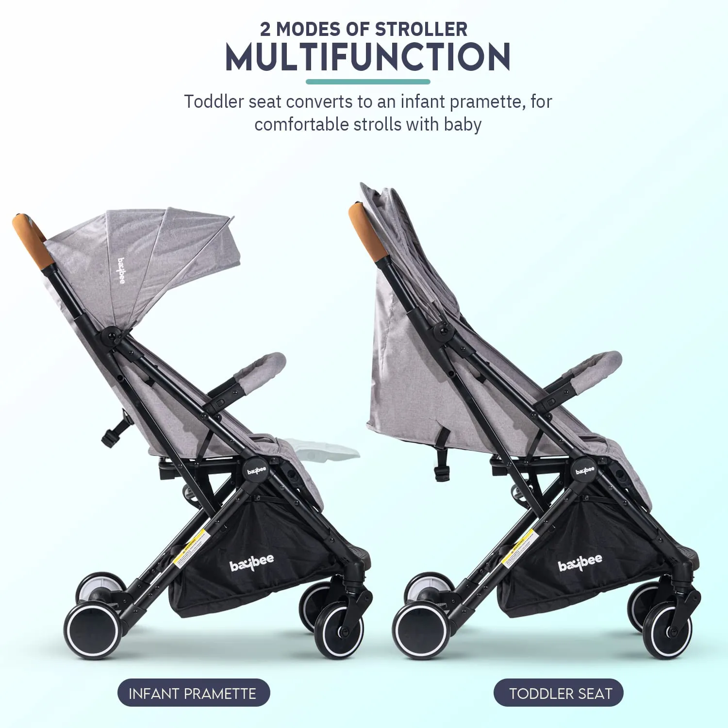 BAYBEE Foldable Baby Stroller Pram For Baby Boy Girl 0 To 3 Years With Metal Frame, 3-Position & Bassinet, Canopy, Parent Handle, 5 Point Safety Belt