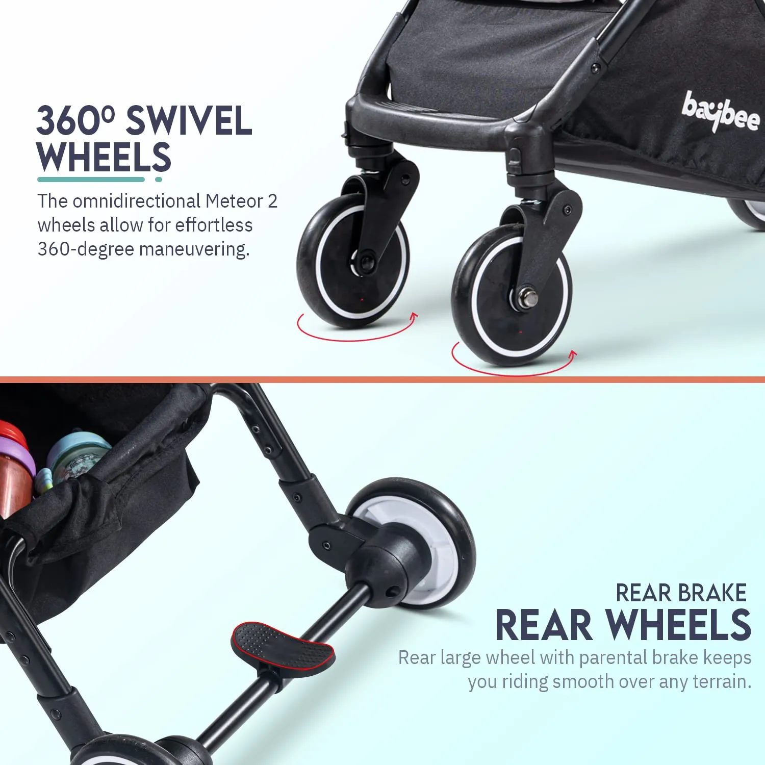 BAYBEE Foldable Baby Stroller Pram For Baby Boy Girl 0 To 3 Years With Metal Frame, 3-Position & Bassinet, Canopy, Parent Handle, 5 Point Safety Belt
