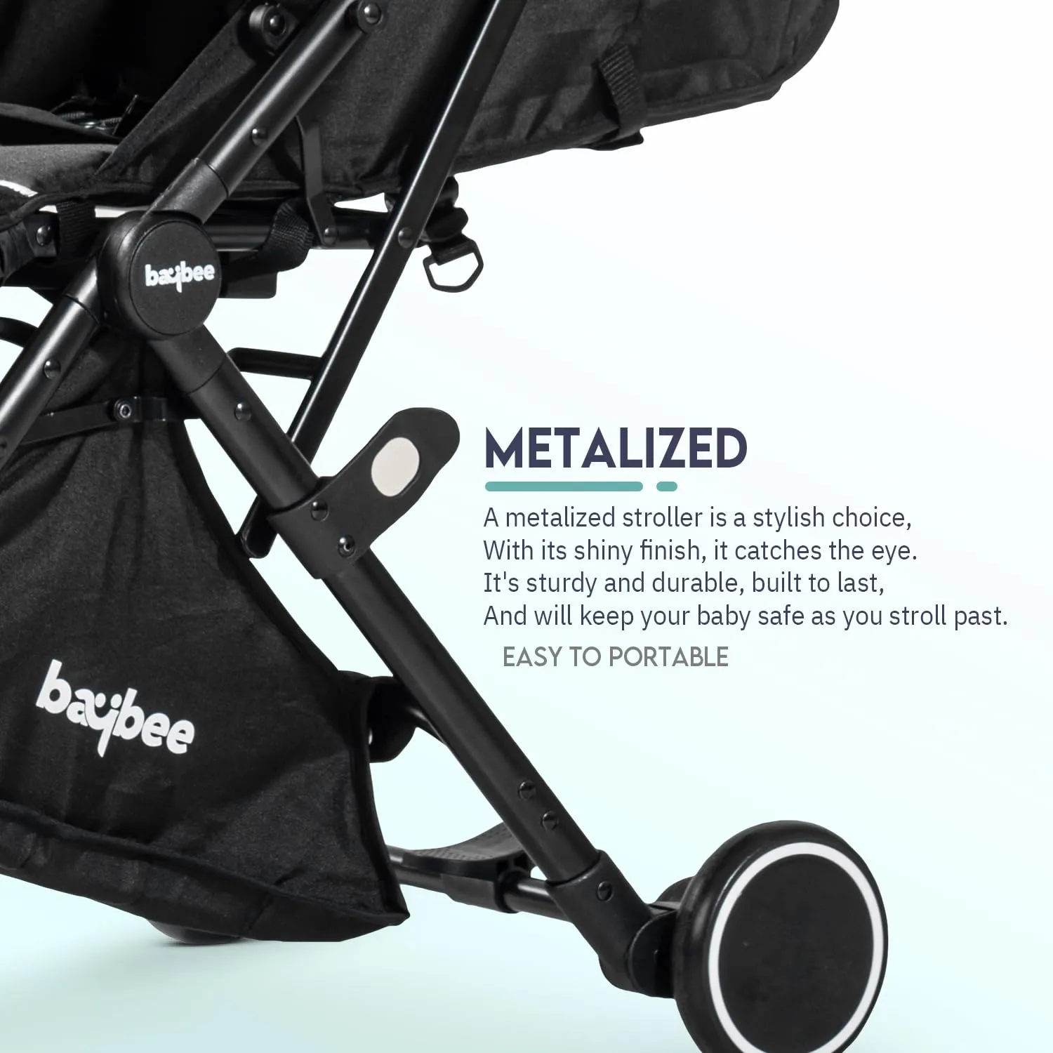 BAYBEE Foldable Baby Stroller Pram For Baby Boy Girl 0 To 3 Years With Metal Frame, 3-Position & Bassinet, Canopy, Parent Handle, 5 Point Safety Belt