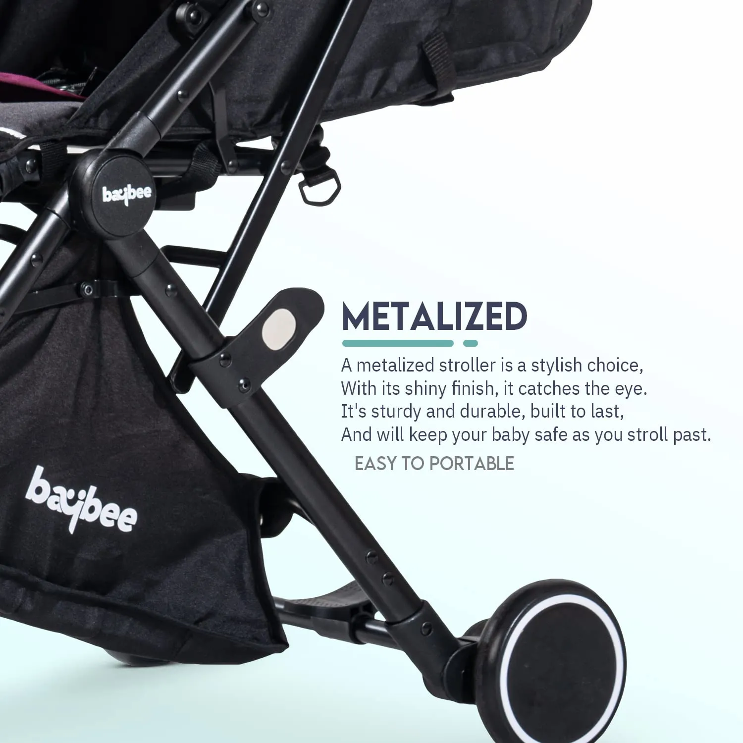 BAYBEE Foldable Baby Stroller Pram For Baby Boy Girl 0 To 3 Years With Metal Frame, 3-Position & Bassinet, Canopy, Parent Handle, 5 Point Safety Belt