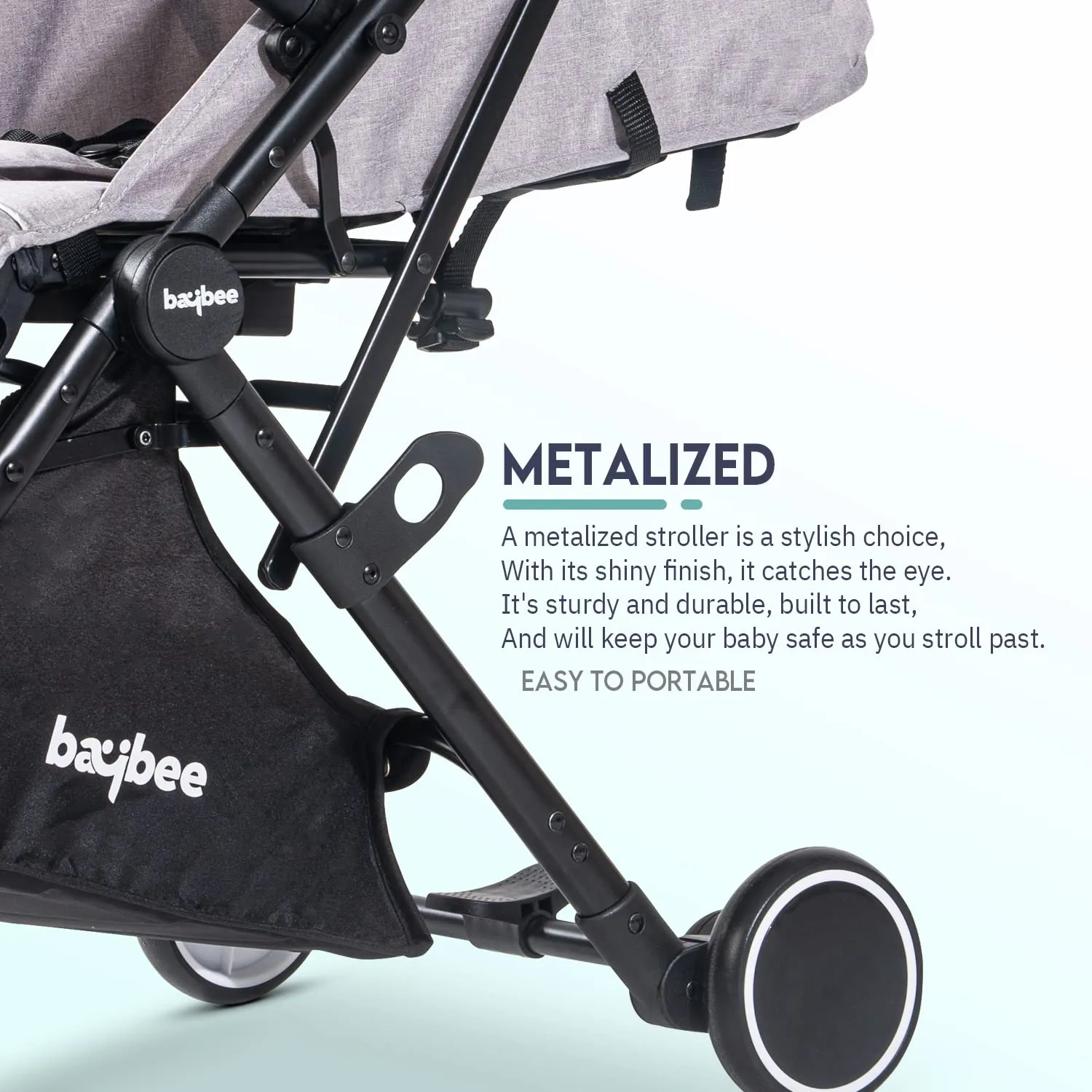 BAYBEE Foldable Baby Stroller Pram For Baby Boy Girl 0 To 3 Years With Metal Frame, 3-Position & Bassinet, Canopy, Parent Handle, 5 Point Safety Belt