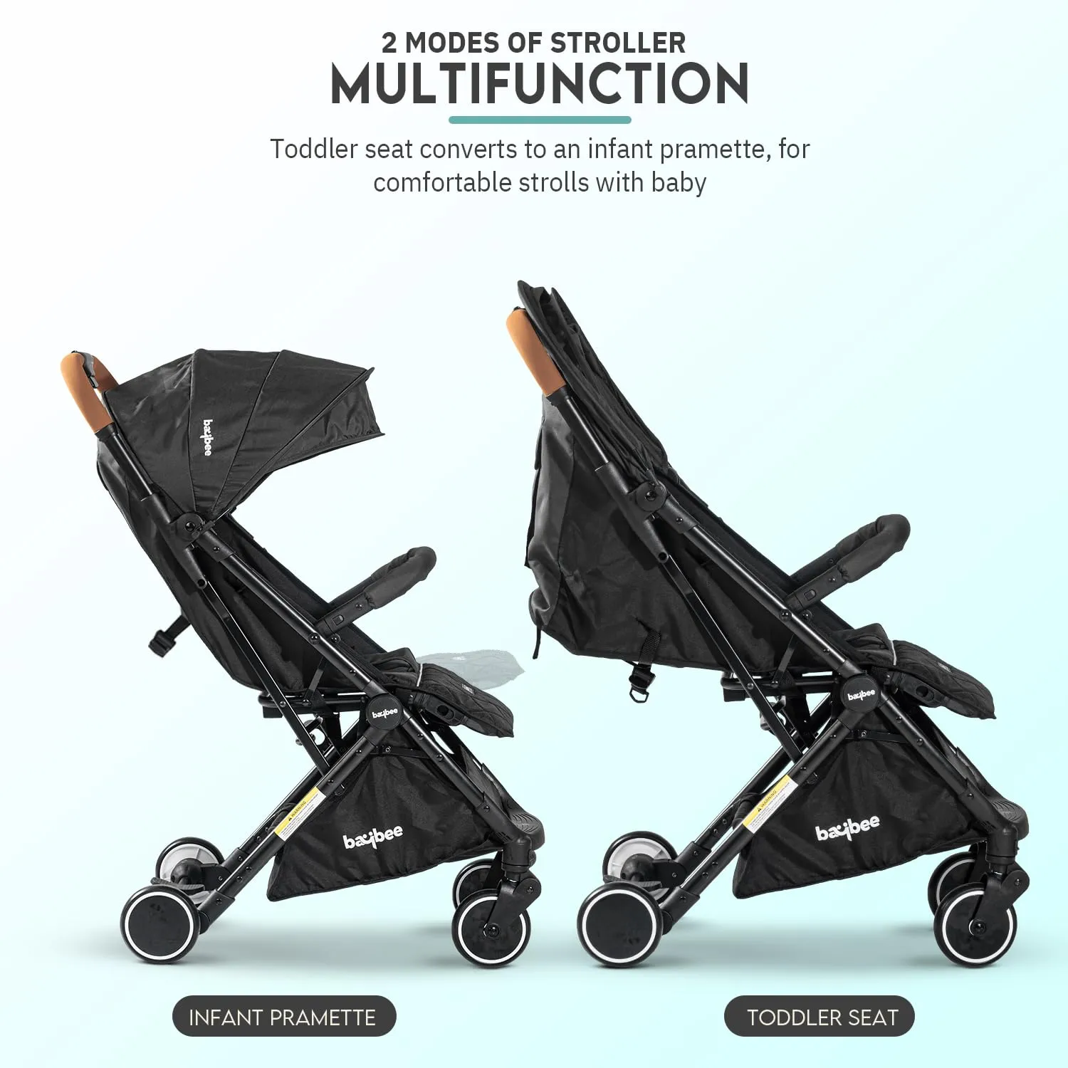 BAYBEE Foldable Baby Stroller Pram For Baby Boy Girl 0 To 3 Years With Metal Frame, 3-Position & Bassinet, Canopy, Parent Handle, 5 Point Safety Belt