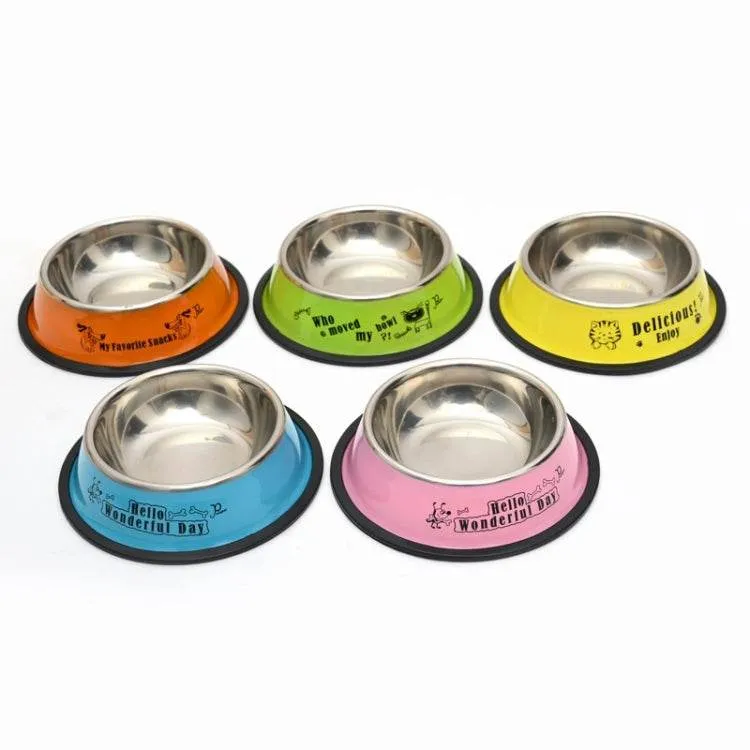 Colorful Anti-Slip Stainless Steel Pet Bowls - Perfect for Dogs and Cats