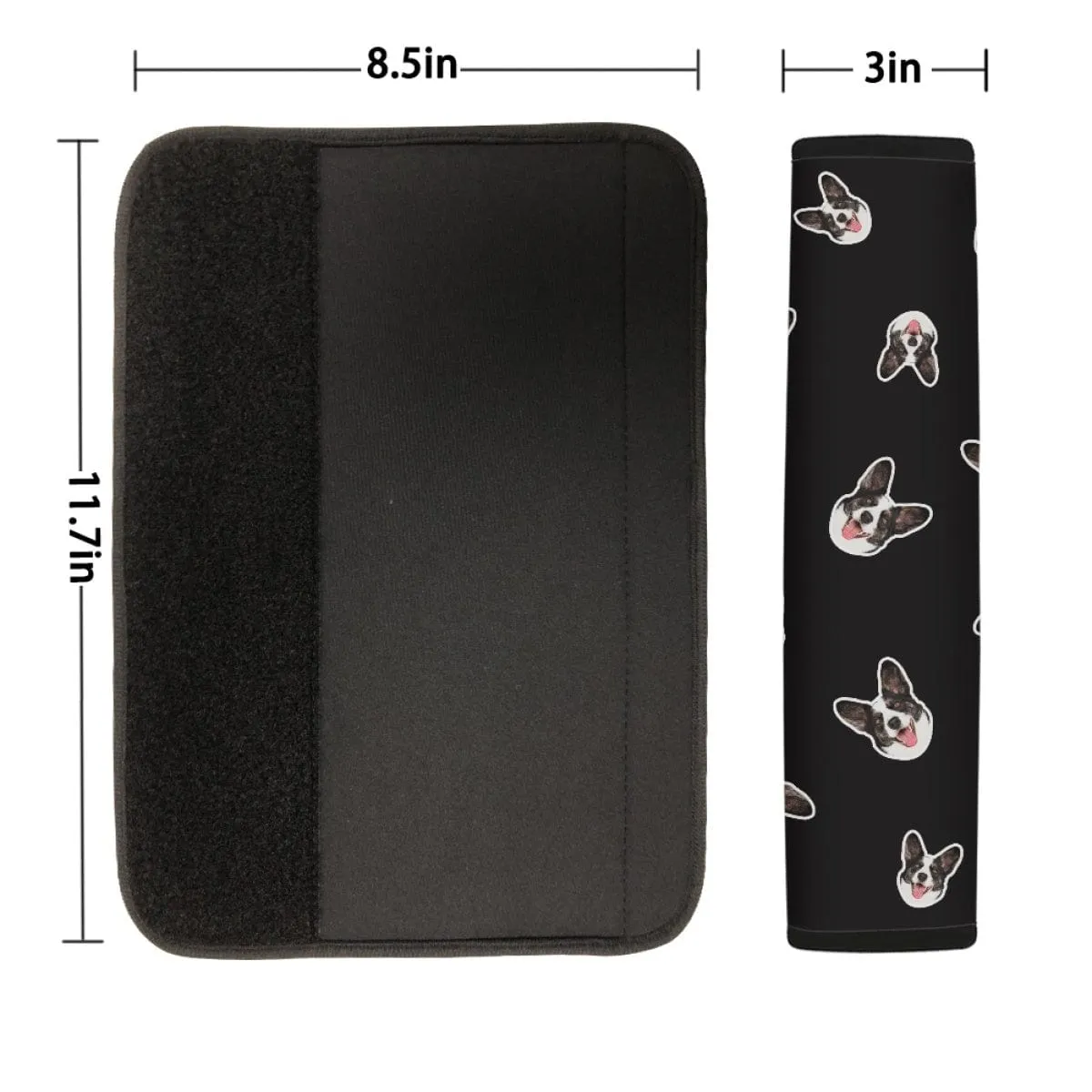 Custom Face Black Car Accessories Set Car Seat Covers Set of 4 Steering Wheel Cover Car Floor Mats Car Shift Knob Cover&Hand Brake Cover Seat Belt Pads