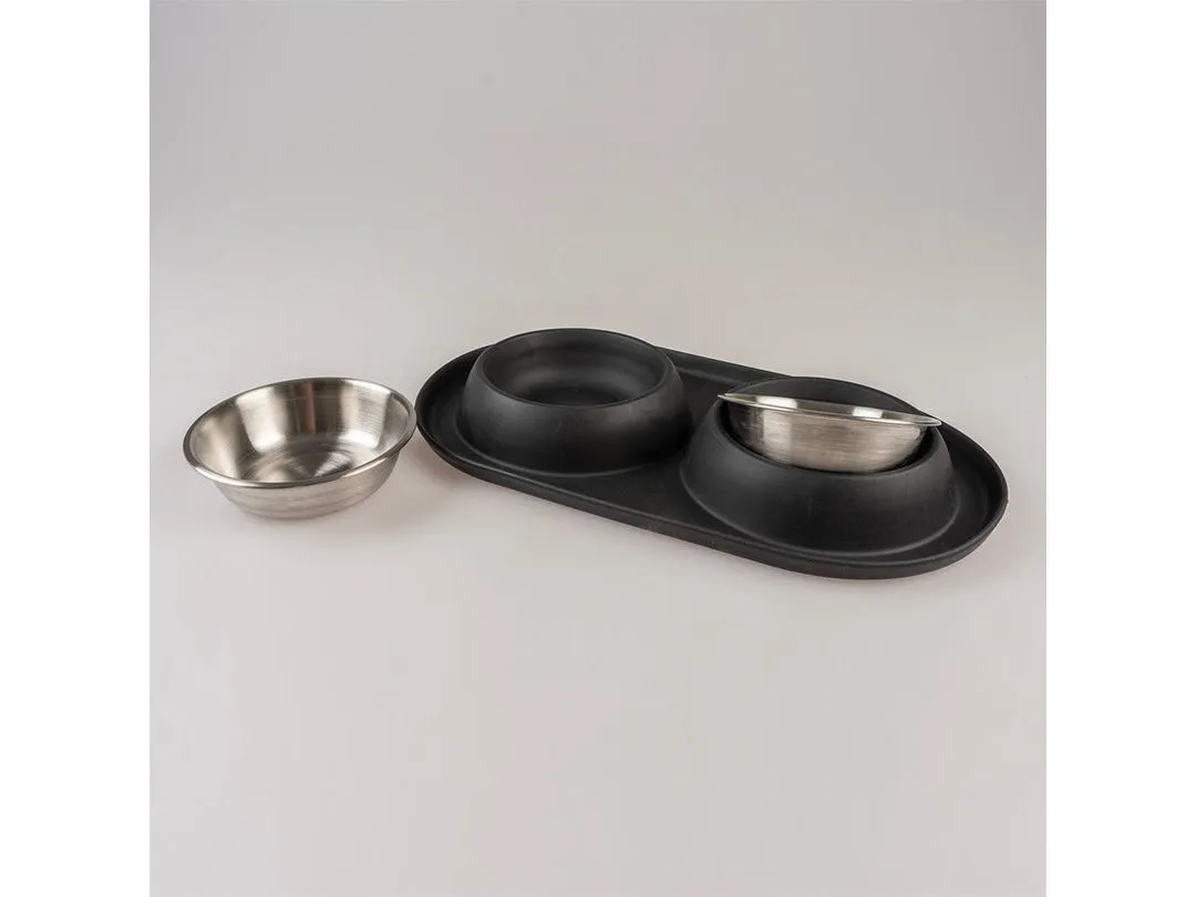Dinner set no-spill rubber 2x220ml - Ø11,3cm black