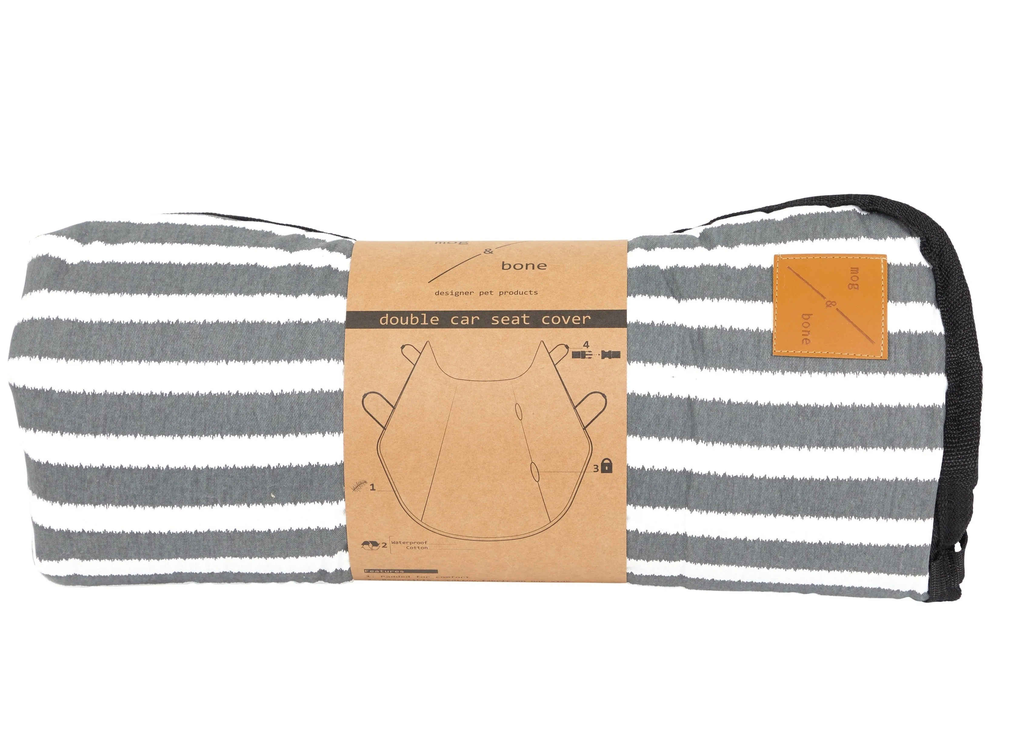 Dog Car Seat Cover - Charcoal Hampton Stripe