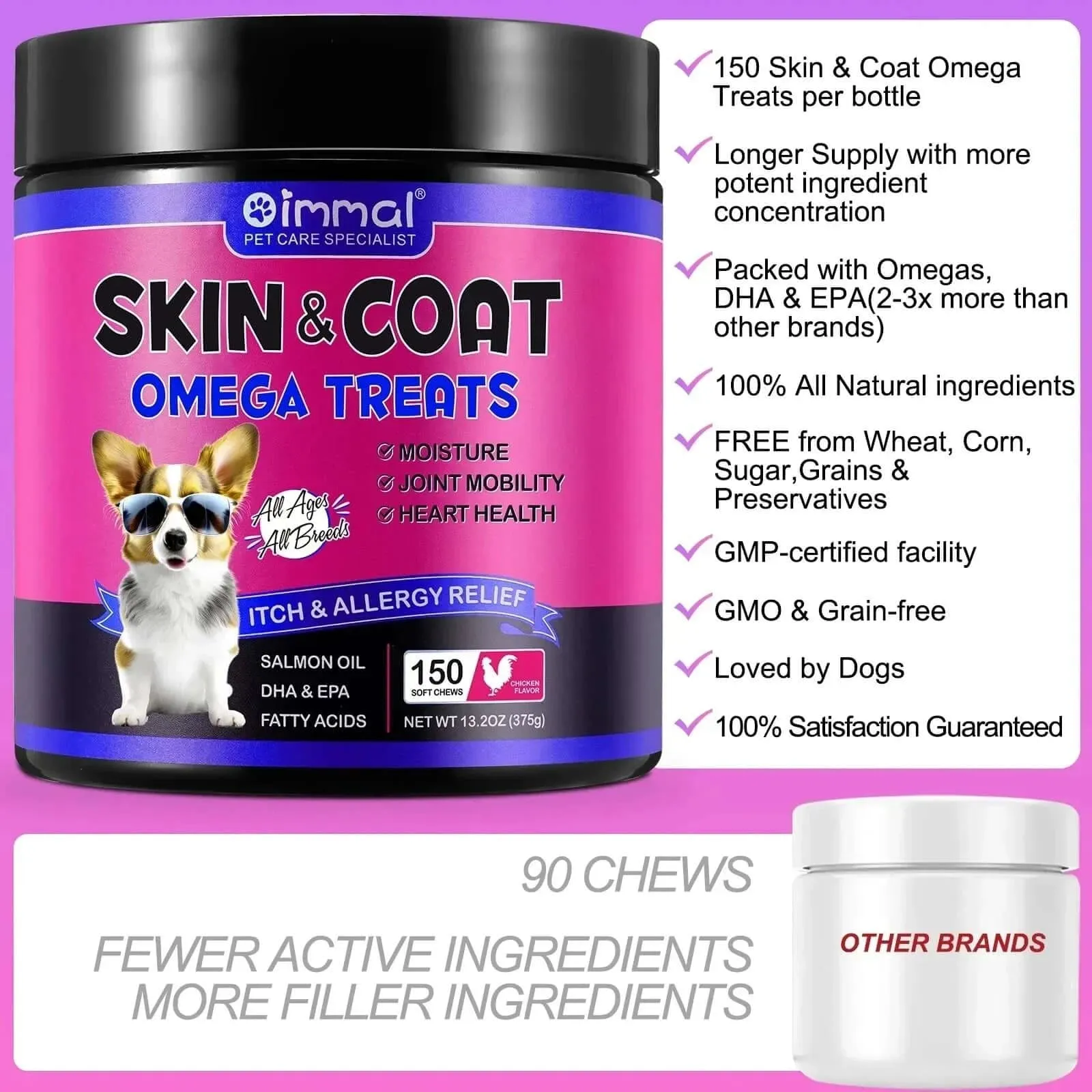Dogs Shedding Skin Allergy Itch Relief Hot Spots Treatment Joint Health Supplement Chicken Flavor