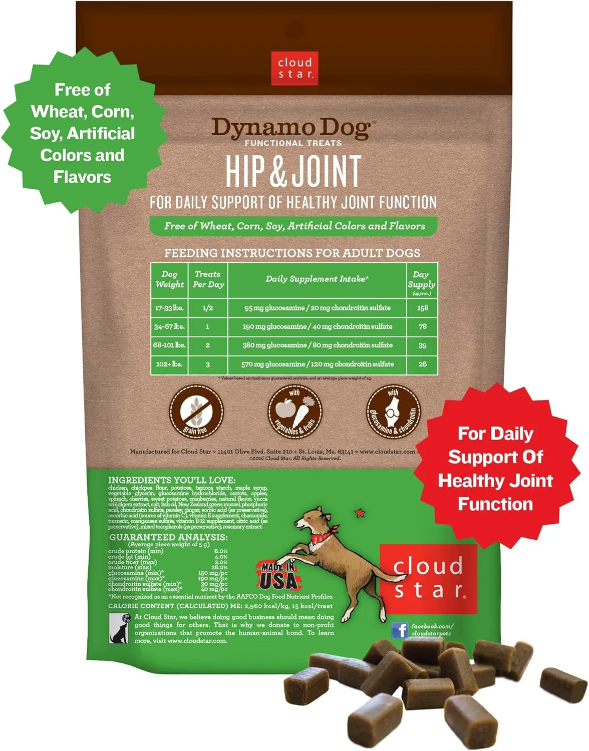 Dynamo Dog Hip & Joint Functional Soft Chews Dog Treats (Chicken) - 14oz