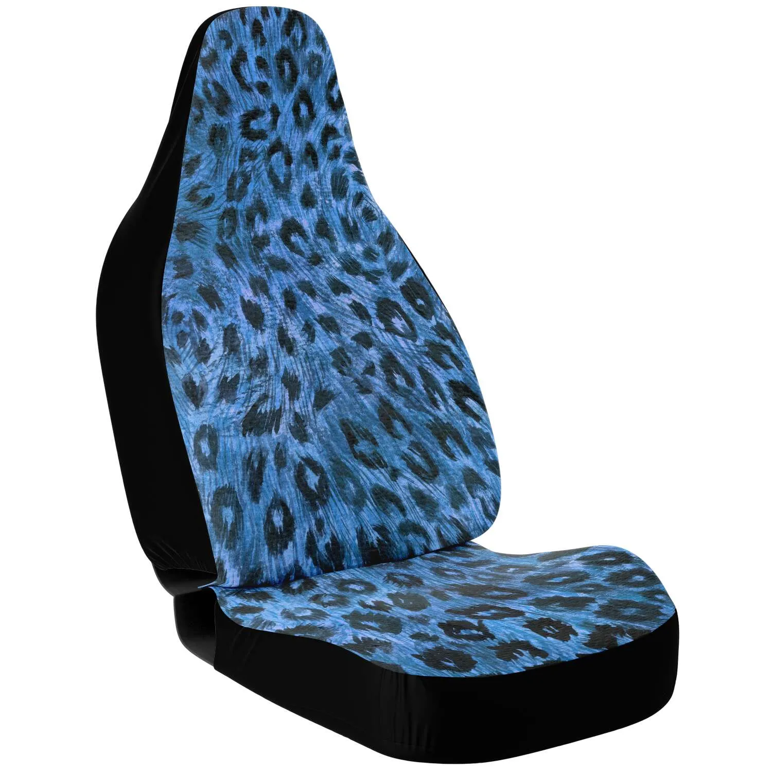 Leopard Car Seat Covers, Dark Blue Luxury Best Designer Front Car Seat Protectors (2 Pieces)