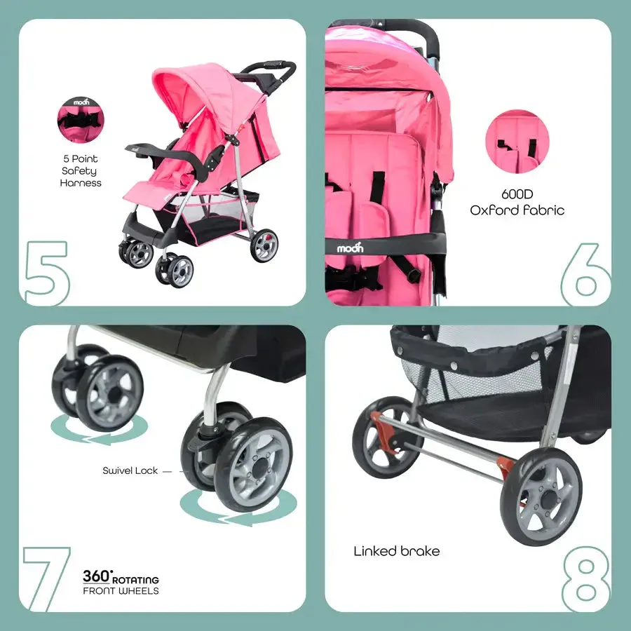 Moon Trek One Fold Stroller (Pink)