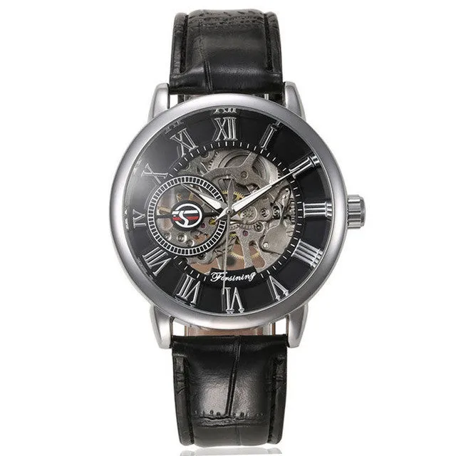 New Roman Number Sport Design Bezel Golden Watch Mens Watches Top Brand Luxury Montre Homme Clock Men Automatic Skeleton Watch