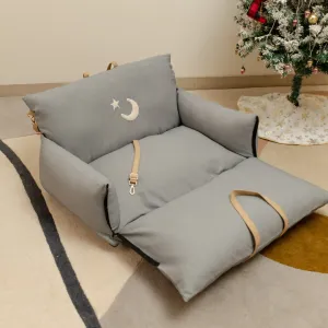 OAK BOHO Holiday Travel Bed for Small Dogs : Blue Herringbone Chand Tara