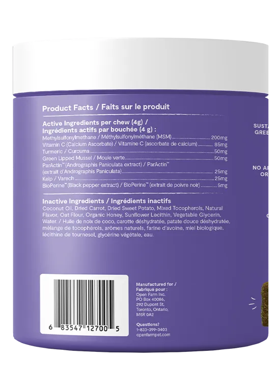 Open Farm Hip & Joint Supplement Soft Chews for Dogs