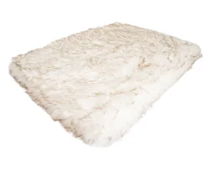PupRug™ Faux Fur Orthopedic Dog Bed Cover - Rectangle White (Bed Not Included)