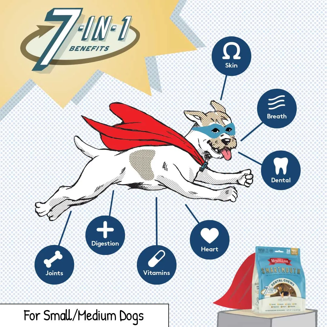 Smartmouth 7-in-1 Dental Chews for Dogs, S/M, 28 ct