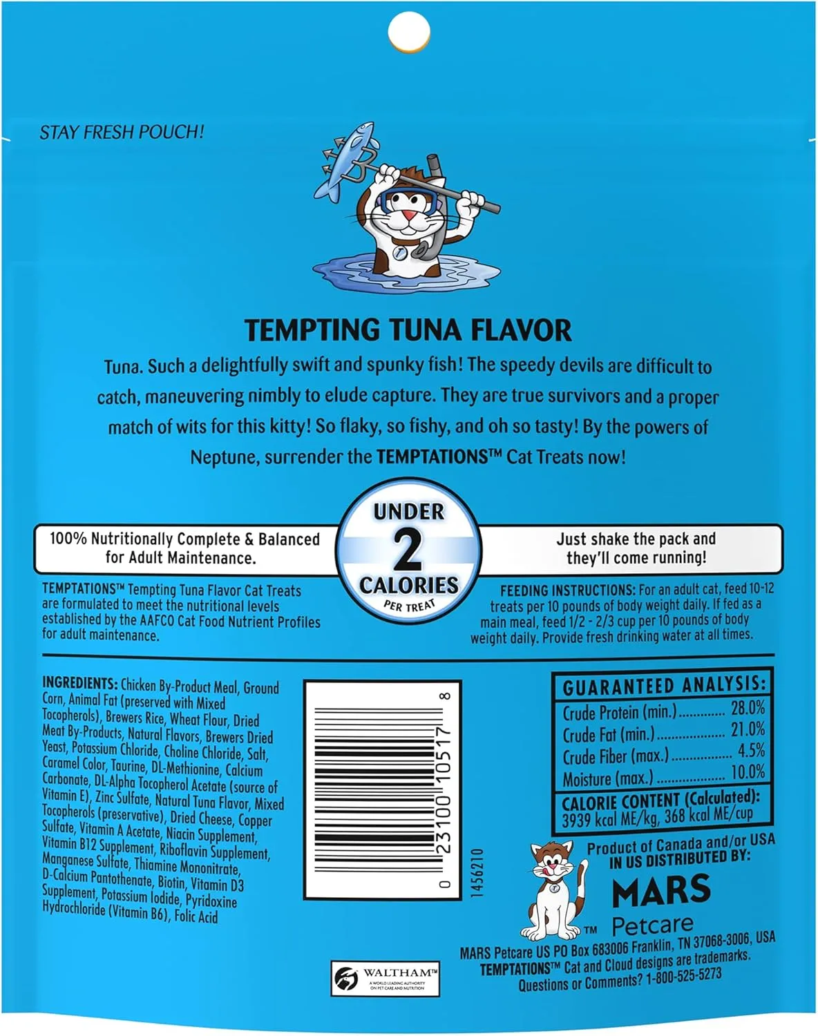 Temptations Classics Tempting Tuna Flavor Soft & Crunchy Treats for Cats, 6.3-oz