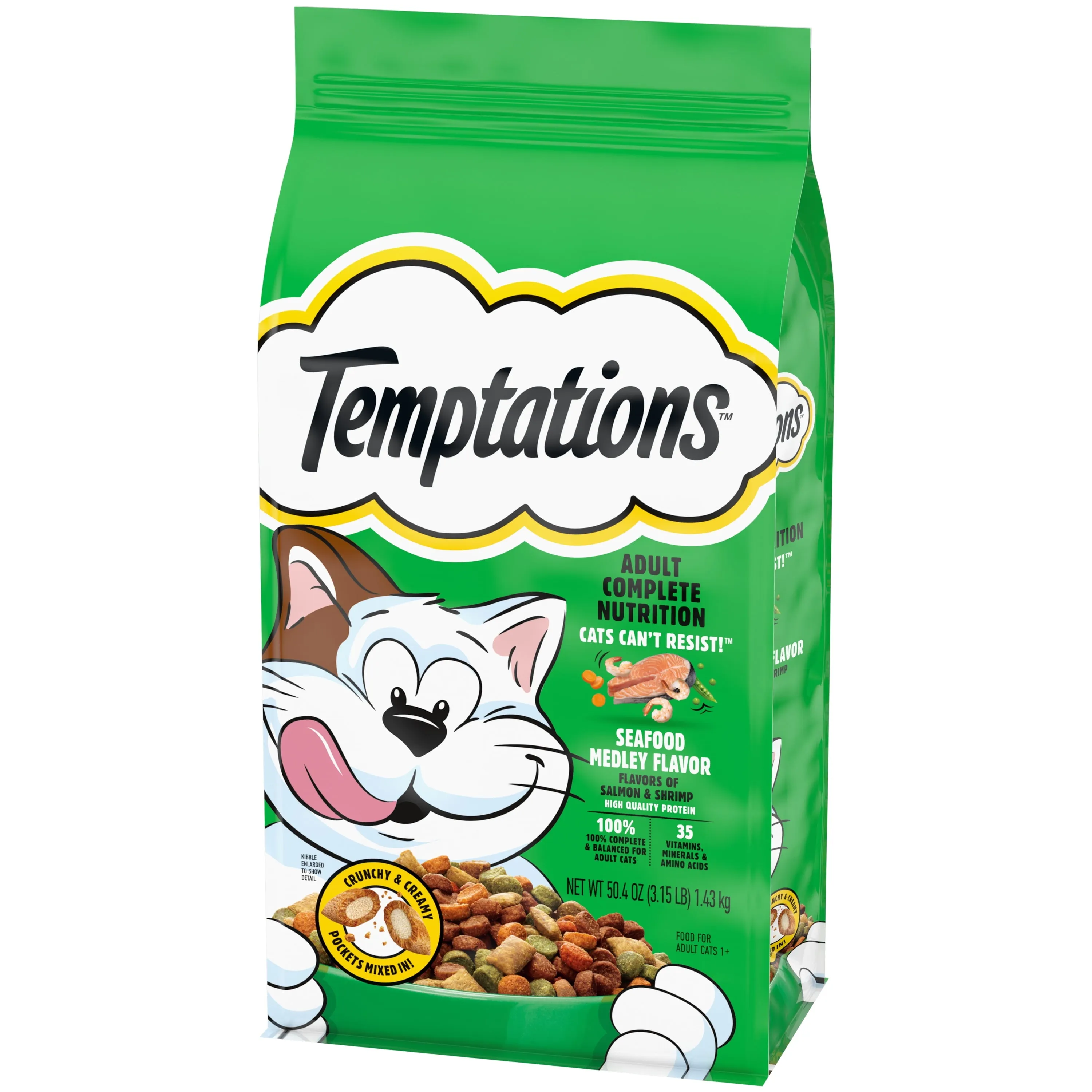 Temptations Seafood Medley Flavor Adult Dry Cat Food, 3.15 Lb Bag