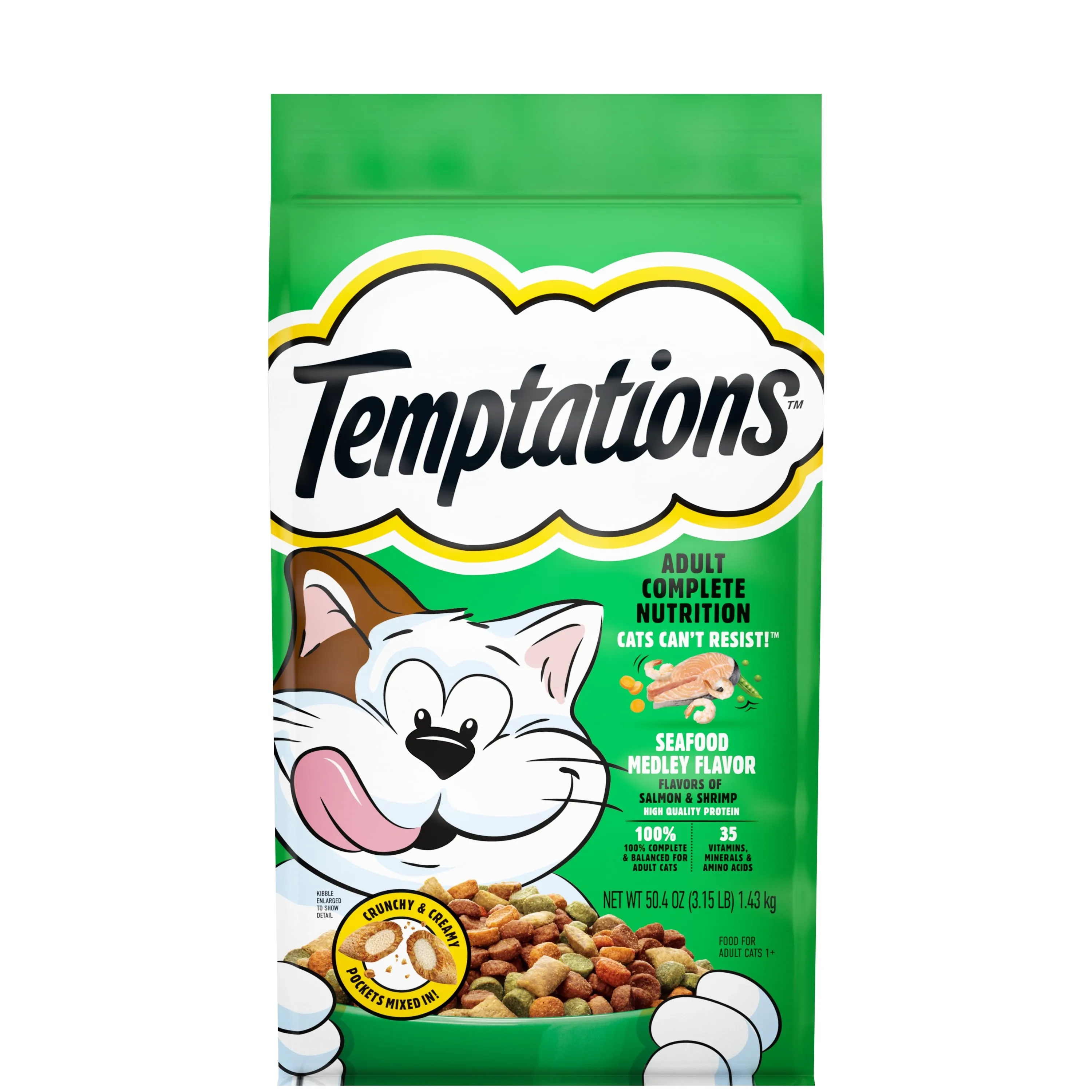 Temptations Seafood Medley Flavor Adult Dry Cat Food, 3.15 Lb Bag