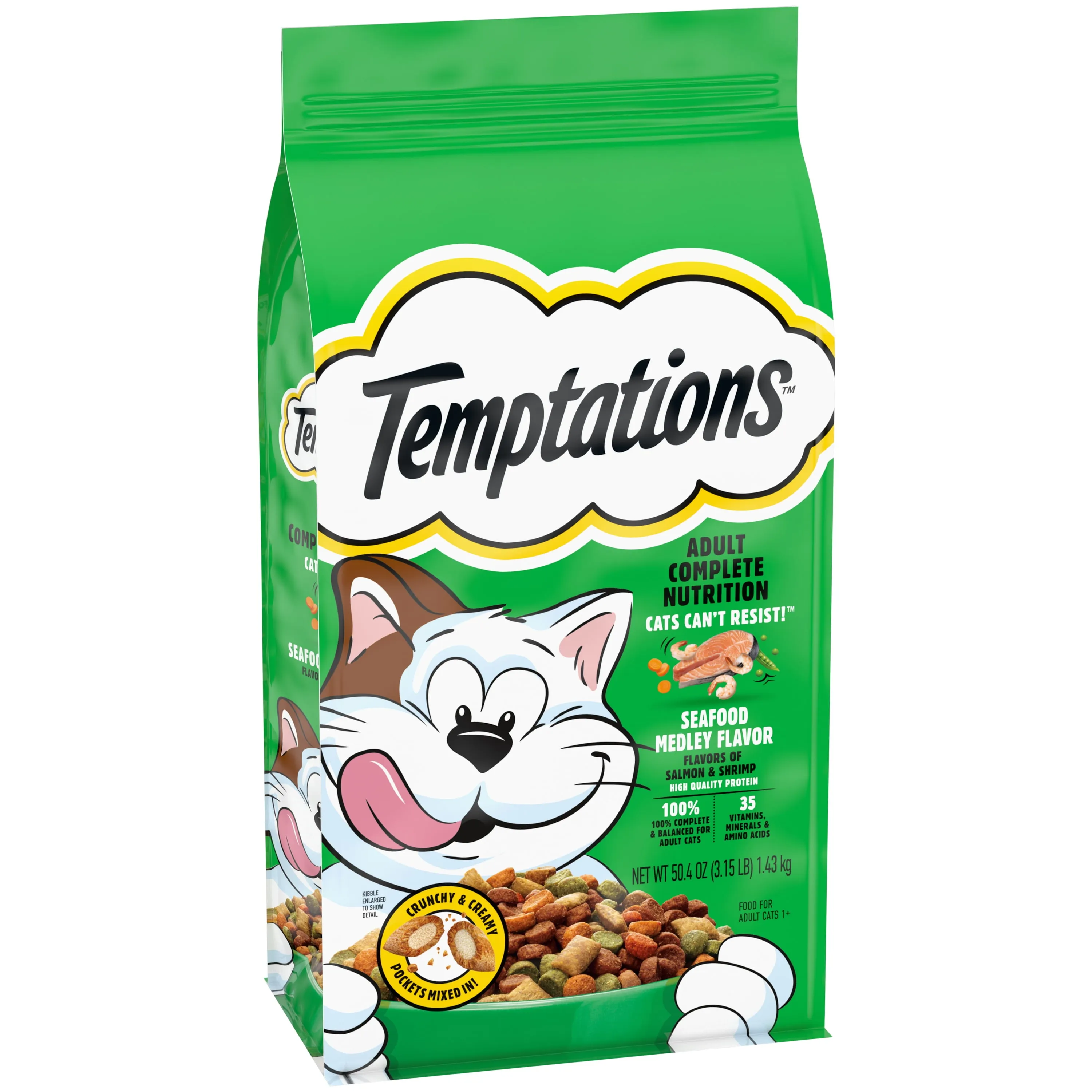 Temptations Seafood Medley Flavor Adult Dry Cat Food, 3.15 Lb Bag