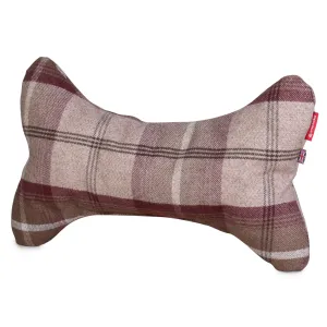 The Bone - Bone Shaped Pillow For On Dog Beds - Tartan Mulberry