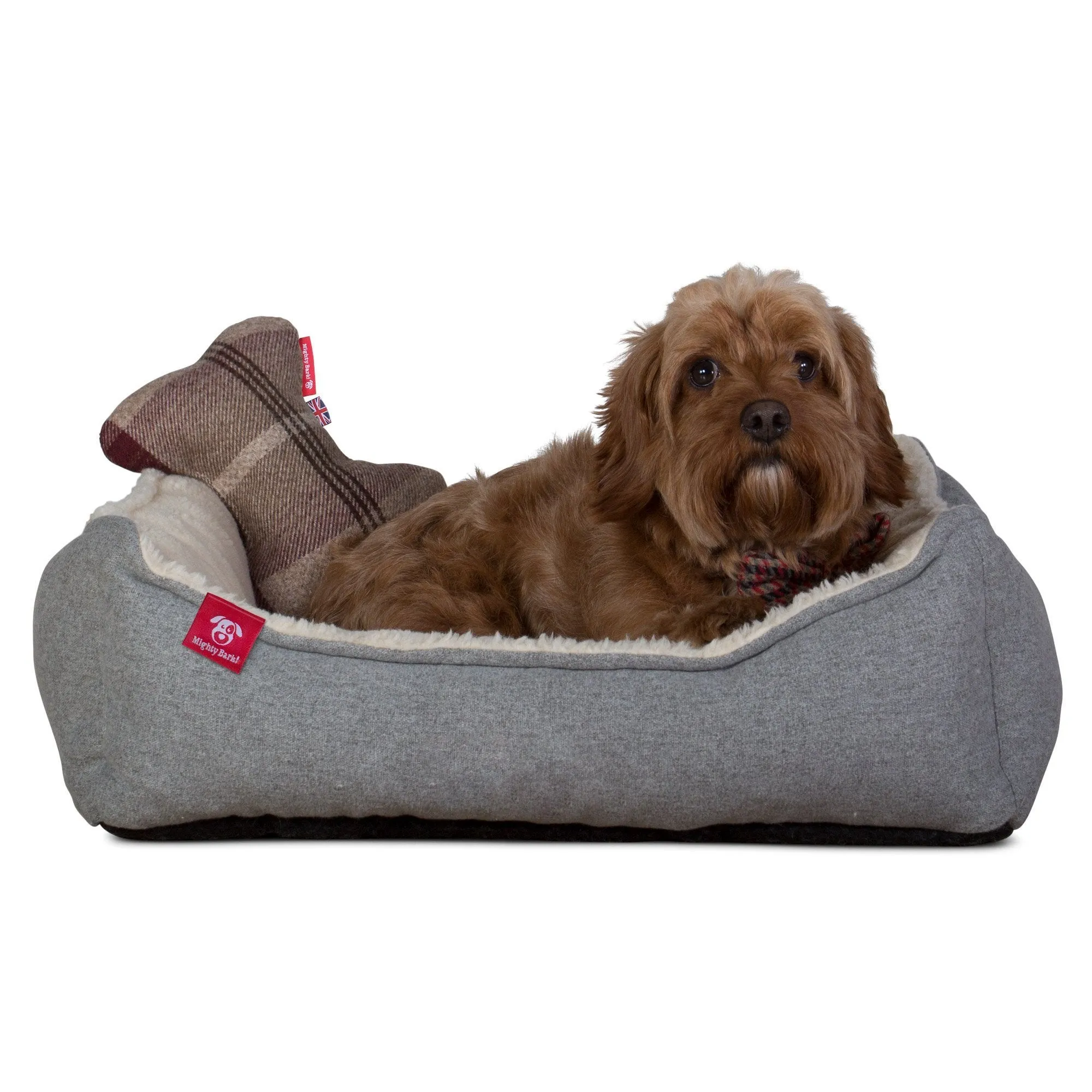 The Bone - Bone Shaped Pillow For On Dog Beds - Tartan Mulberry