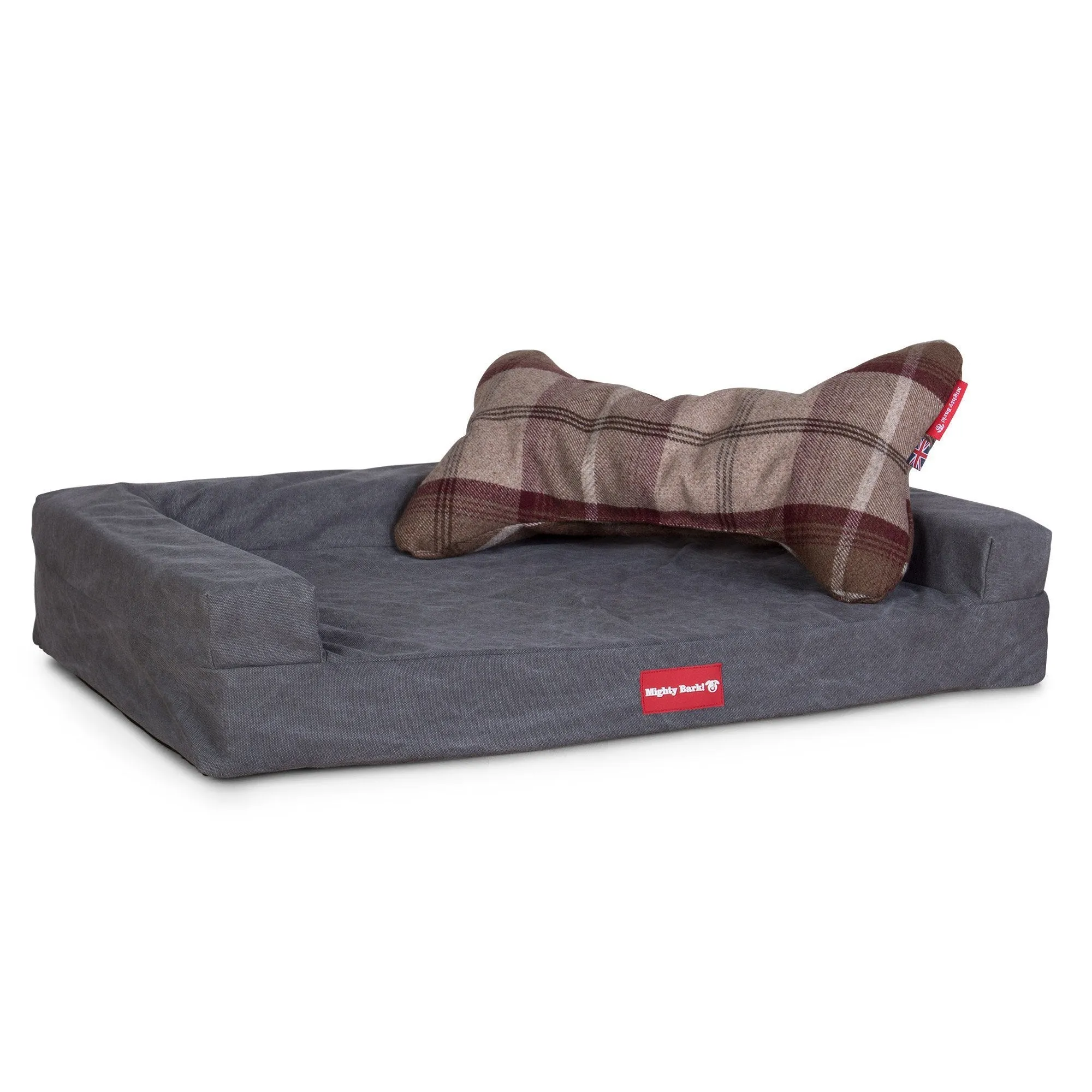 The Bone - Bone Shaped Pillow For On Dog Beds - Tartan Mulberry