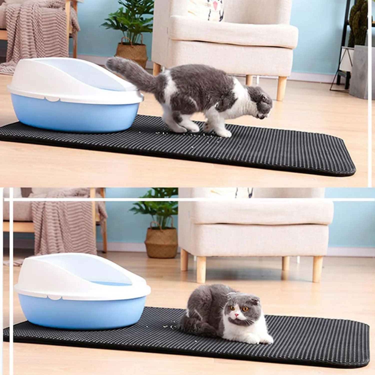 truepal Waterproof Cat Litter Mat Home 70 x 55cm w/Pet Basket/ Pet Carrier