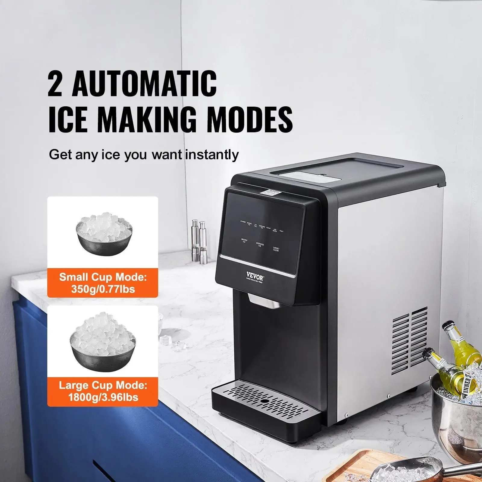 VEVOR Countertop Ice Maker, 62lbs in 24Hrs